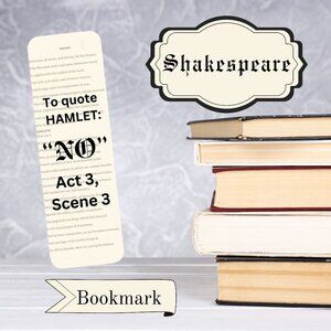 Shakespeare Bookmark, Shakespeare Quotes, Hamlet bookmark, Bookish Gifts